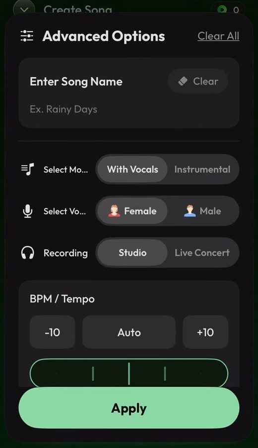 Beatron app: Vocals, voice and tempo